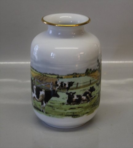 Bing & Grøndahl Vase med sortbrogede køer og kalve 3385 - 546317 cm