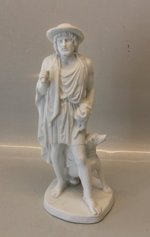 Antique White B&G Parian  from The Sermon of John The Baptist by Bertel 
Thorvaldsen
B&G 48 Parian. A hunter with dog, 30.5 cm From the Sermon of John the Baptist