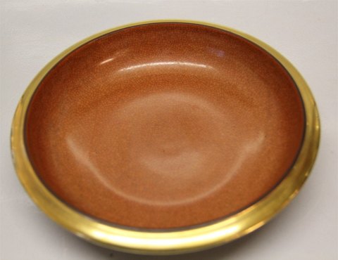 Royal Copenhagen Craquelé, (Crackelure) 212-2528 Kgl. Orange skål med guld 21 cm