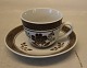 Brown Tranquebar 2124-45 Mocha cup  9 cl  / 5 cm & saucer 11.6 cm    Aluminia 
Faience
